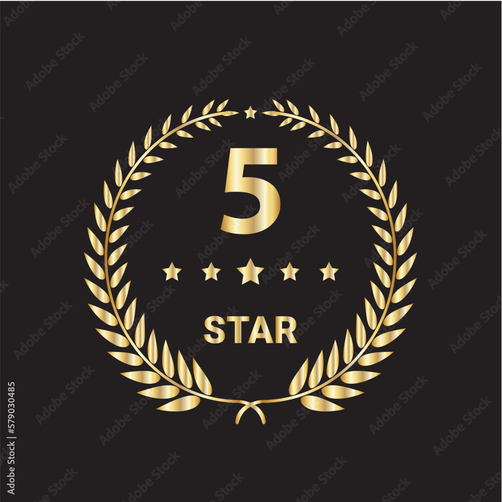 Naklejka premium 5 Star Review vector badges. 5 Star rating logo