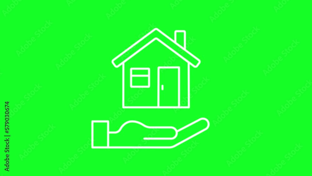 Animated home rent white line icon. Homeowner. Property purchase. Loop ...