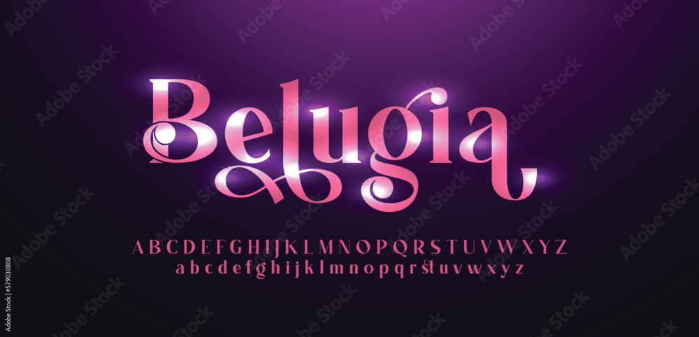 Belugia font alphabet letters outline linear contour typography techno digital characters.