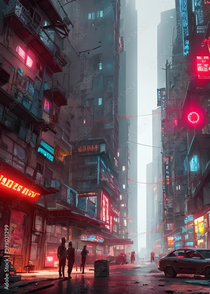 Fototapeta premium a neon cyber punk dystopian city