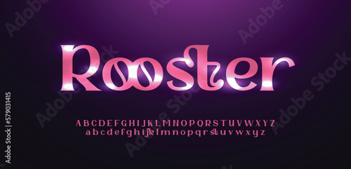 Rooster font alphabet letters outline linear contour typography techno digital characters.