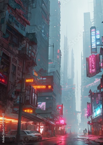 a neon cyber punk dystopian city