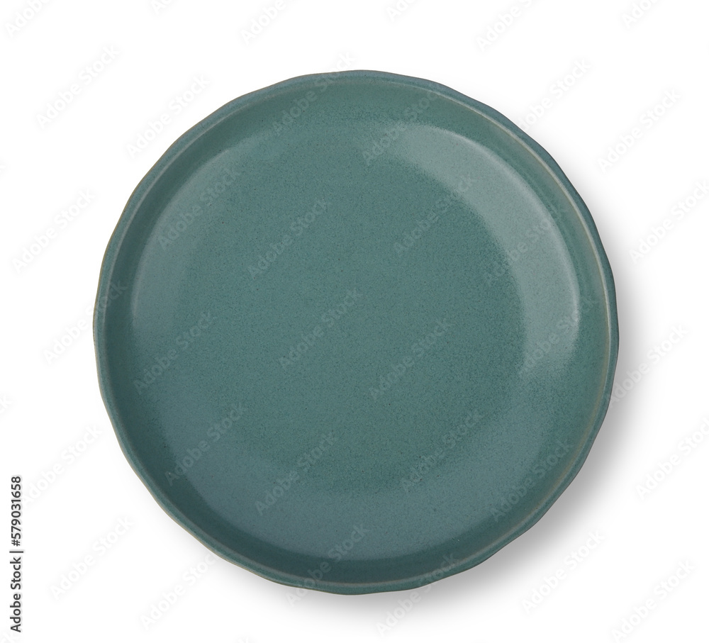 Dark green ceramic plate isolated on white background Dark green ceramic plate isolated on white background
