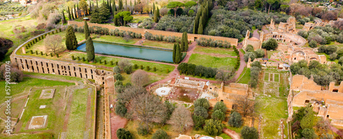 Leinwand Poster Aerial view of Hadrian's Villa at Tivoli, near Rome, Italy