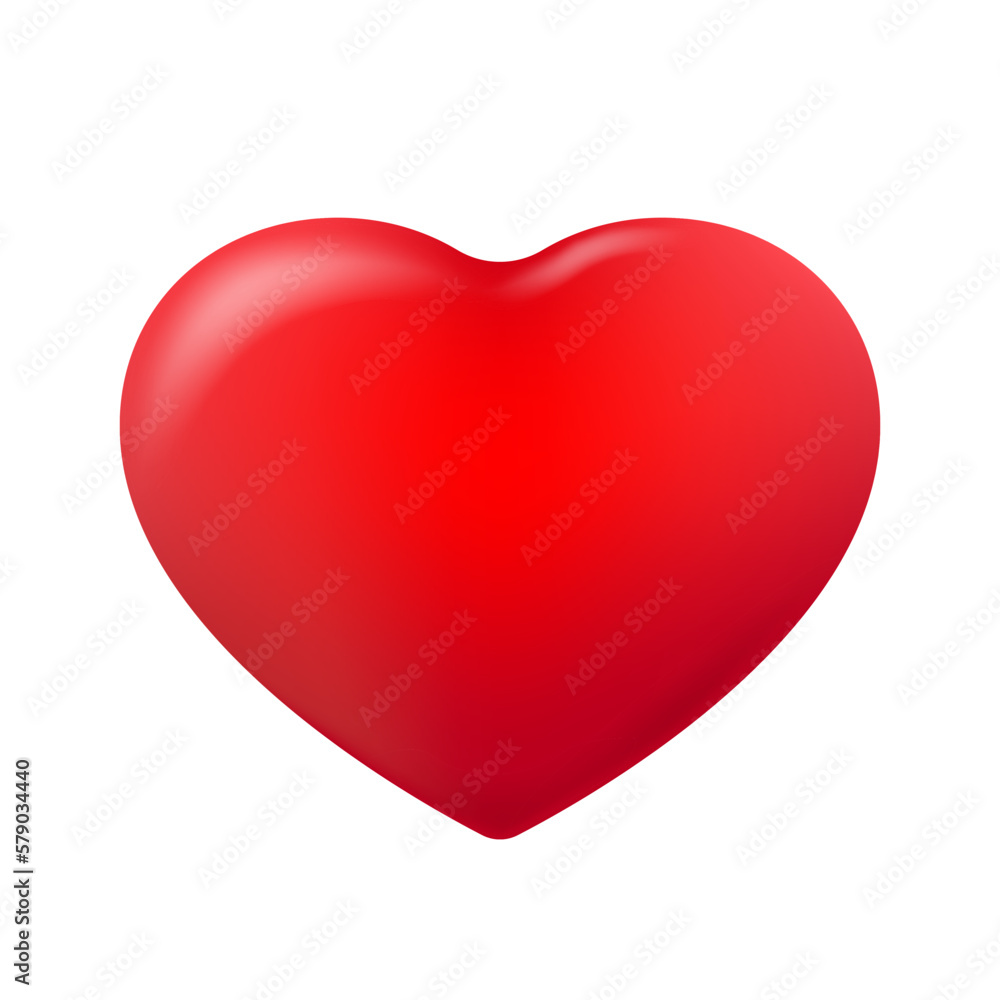 Red 3d heart icon, love symbol illustration