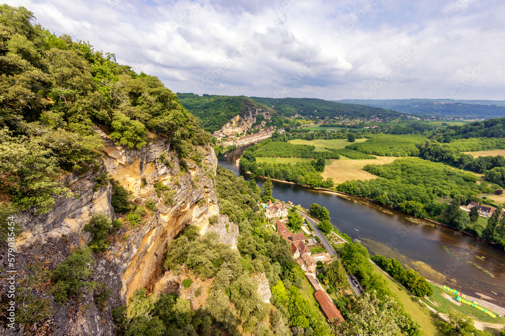 Obraz premium Blick in das Tal der Dordogne Richtung La Roque-Gageac
