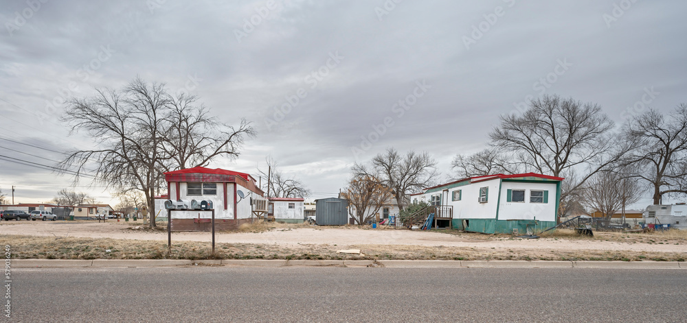 Depressed housing in the city of Hobbs, New Mexico, USA