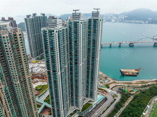 Top down view of Hong Kong residential district © leungchopan