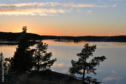 Midsummer night on a rocky island in the archipelago in Finland