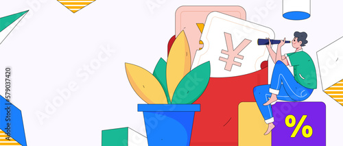 Festive Shopping E-Commerce Online Shopping People Flat Vector Concept Operation Hand Drawn Illustration
