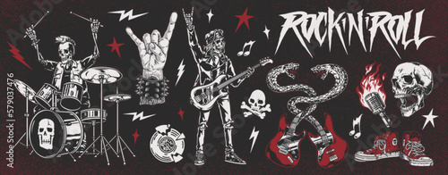 Rock and roll set logotypes