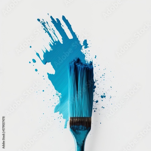 paint brush stroke on white background, blue color watercolor thick line art easy dipped in the wall sea splash navy dark light sticky in small points Generative AI