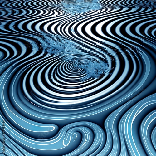 water ripple background texture waves winding labyrinthine swirl curve ocean blue sea curved like a fingerprint zebra striped motif design circle spiral Generative AI 