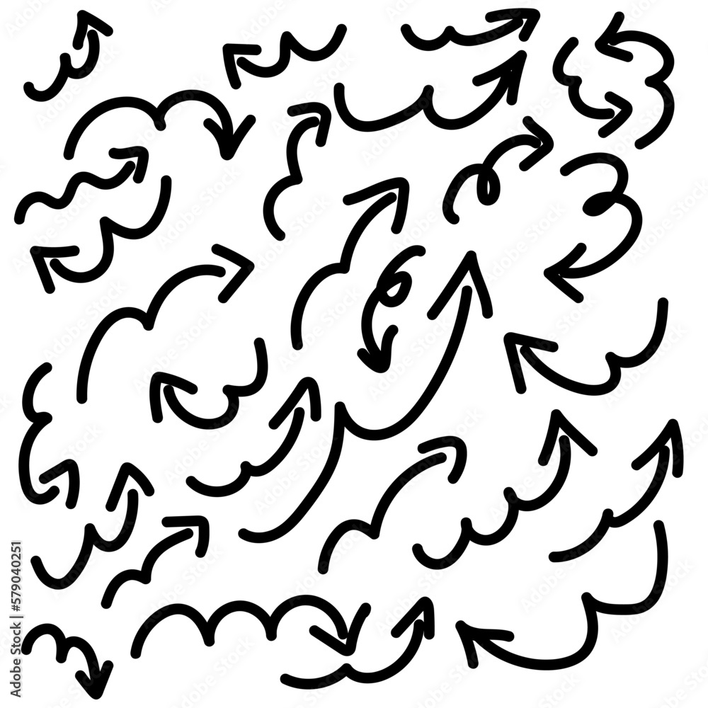 Set of vector hand drawn doodle arrows. For app, banner, print screen, card, typography design, for business plan and education. Set of vector hand drawn doodle arrows. For app, banner, print screen, card, typography design, for business plan and education.