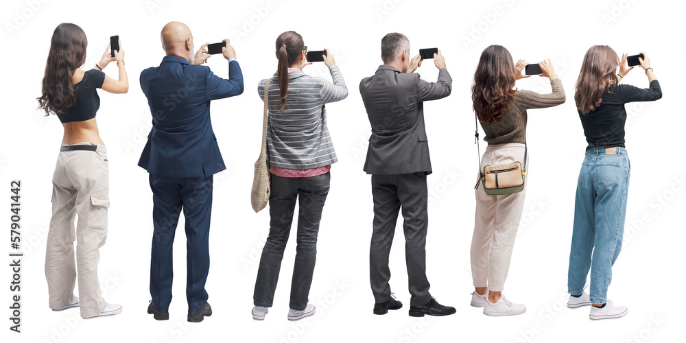 People taking pictures isolated - obrazy, fototapety, plakaty 