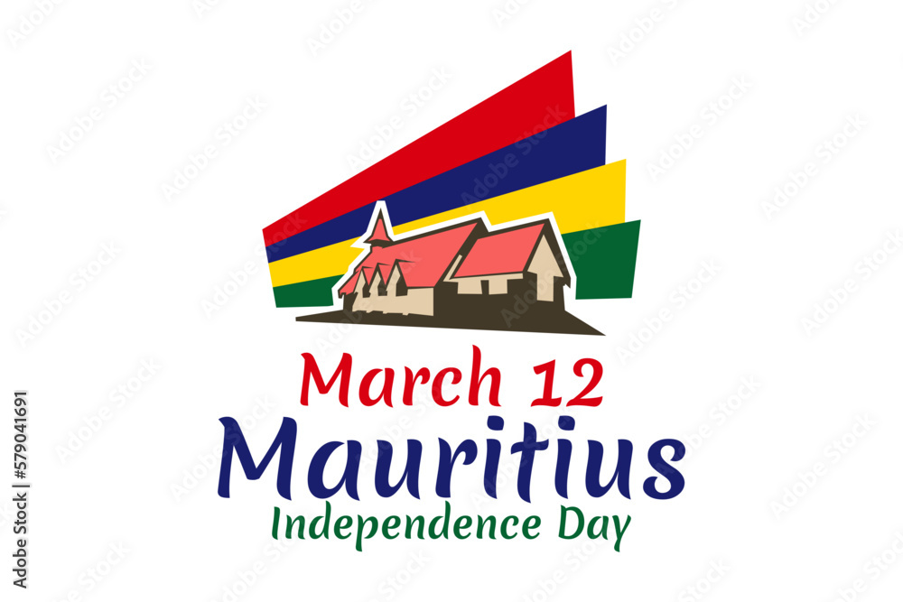 March 12, Independence Day of Mauritius vector illustration. Suitable for greeting card, poster and banner.
