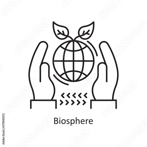 Biosphere Vector Outline Icon Design illustration. Ecology Symbol on White background EPS 10 File