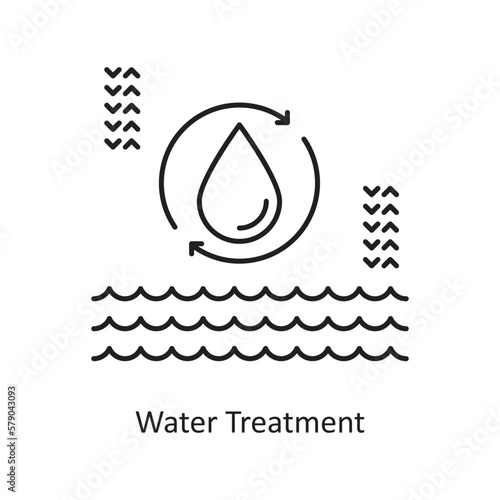 Water Treatment Vector Outline Icon Design illustration. Ecology Symbol on White background EPS 10 File