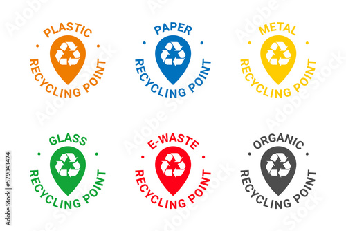 Recycling materials types icon set vector concept