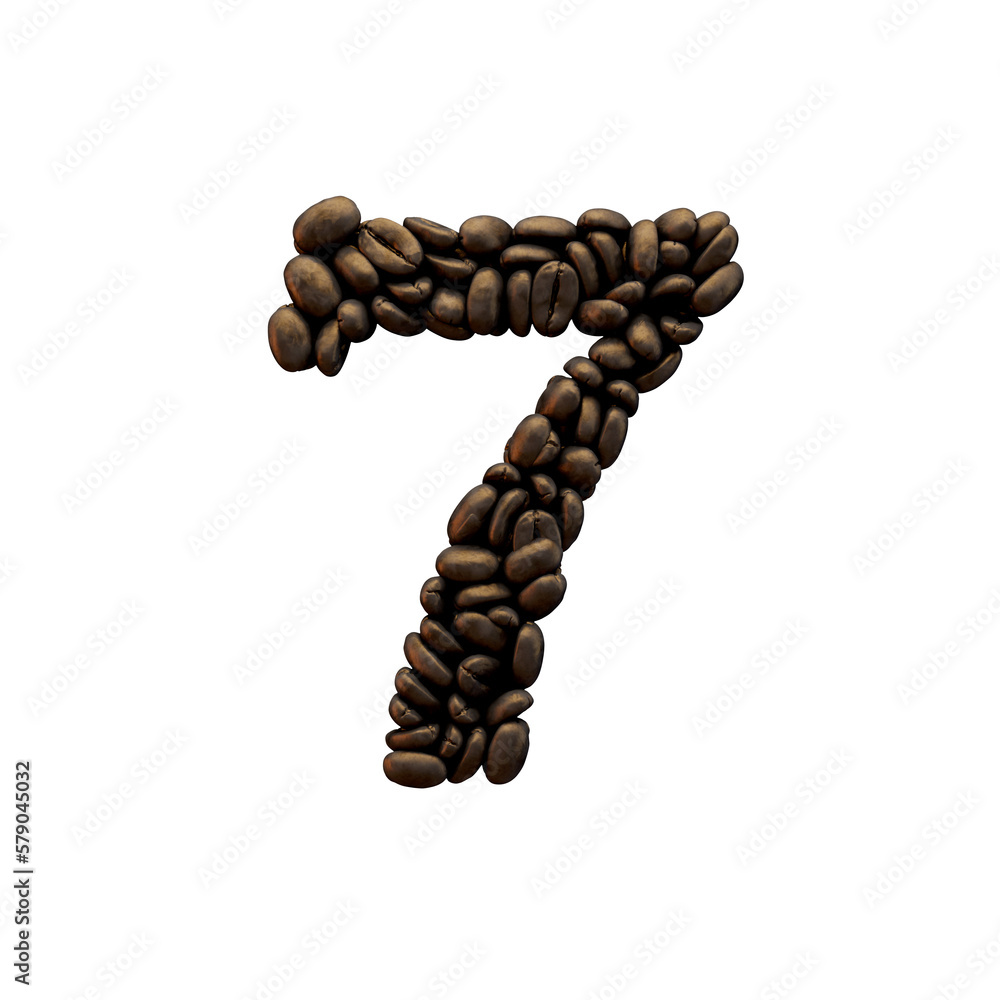 Obraz premium Number 7 coffee bean font lettering.