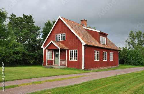 Red wooden house in Sweden