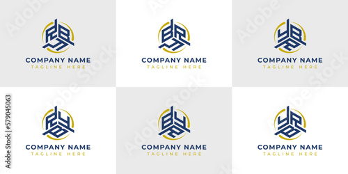 Letter RBY, RYB, BRY, BYR, YRB, YBR Hexagonal Technology Logo Set. Suitable for any business.