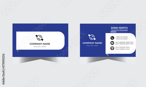 Business card design template.blue,black and white color.Elegant business card design.