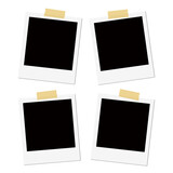 Four Isolated Polaroid Frames with Tape