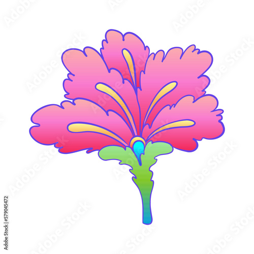 Colorful flower, retro 60s, 70s hippie style. Vintage psychedelic vector desi...