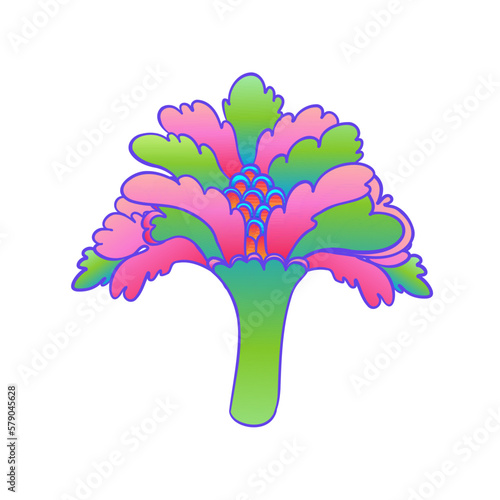 Colorful flower, retro 60s, 70s hippie style. Vintage psychedelic vector desi...