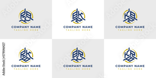 Letter RBK, RKB, BRK, BKR, KRB, KBR Hexagonal Technology Logo Set. Suitable for any business.
