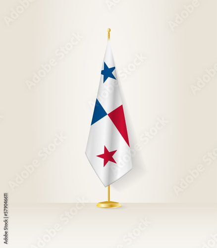 Panama flag on a flag stand.