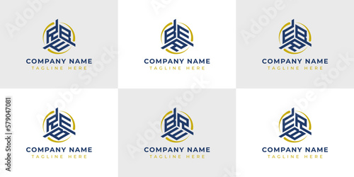Letter RBE, REB, BRE, BER, ERB, EBR Hexagonal Technology Logo Set. Suitable for any business. photo