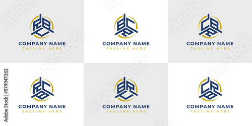 Letter RBC, RCB, BRC, BCR, CRB, CBR Hexagonal Technology Logo Set. Suitable for any business.
