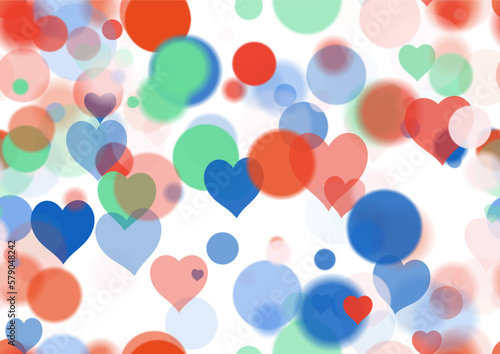 Background pattern abstract design texture. Seamless. With hearts. Theme is about colorful, inspiration, pattern, lights, hearts, blurry, overflows, decoration, love, defocused, glows, blending