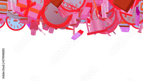 Background pattern abstract design texture. Horizontal seamless stripe. Border frame, transparent background. Theme is about decoration, paper knife, many, love, bow, box, anniversary