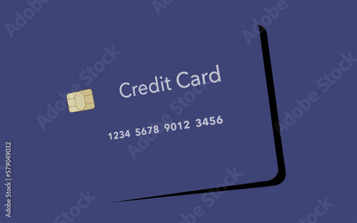 A generic credit card is seen blending into the blue background in this vector illustration.