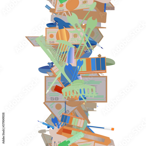 Background pattern abstract design texture. Vertical seamless stripe. Border frame, transparent background. Theme is about income, hairpin, profit, makeup, jackpot, united, toiletry, maquillage