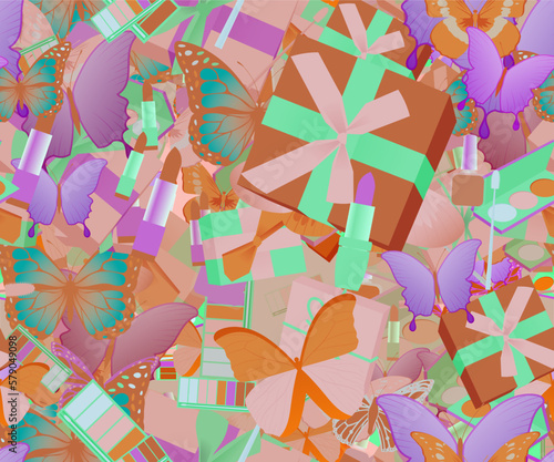 Background pattern abstract design texture. Seamless. Theme is about wildlife, valentine, tropical, celebrate, holiday, art, colorful, Butterfly, merry, delicate, festive, various, offer