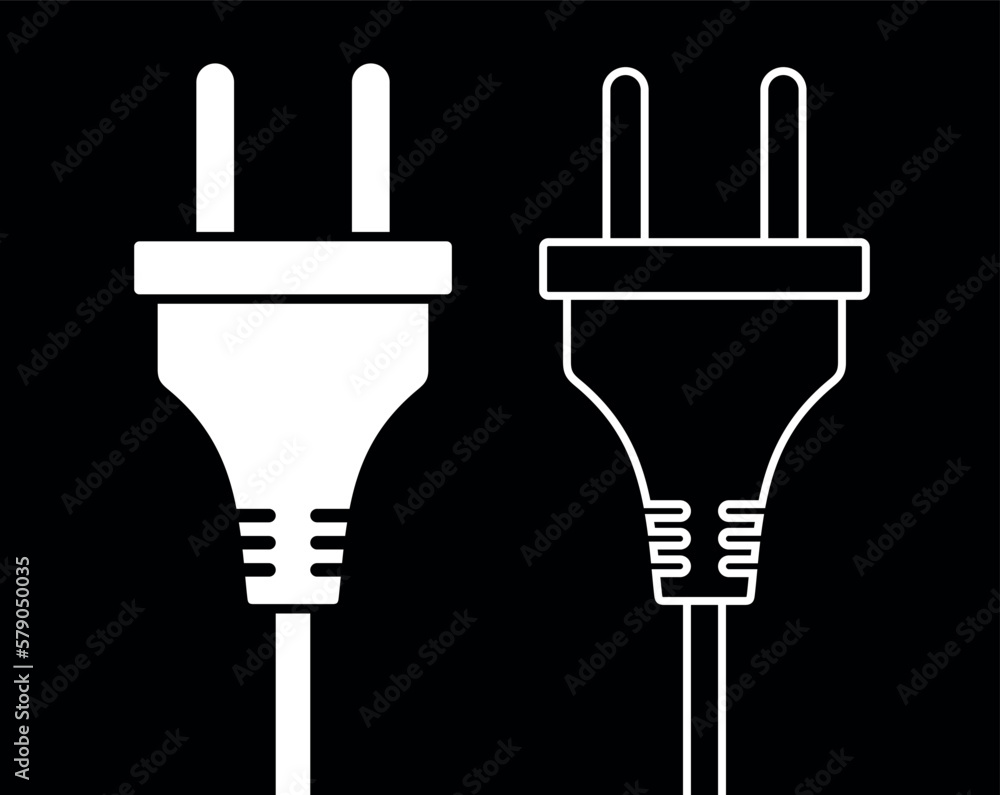 Plug icon, with electric cord. Electrical plug, electrical appliances power symbol. Plug icon, with electric cord. Electrical plug, electrical appliances power symbol.