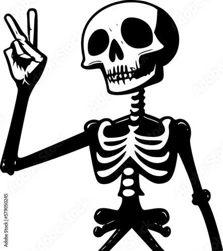 Skeleton Peace Sign - High Quality Vector Logo - Vector illustration ideal for T-shirt graphic