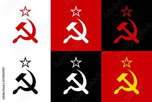 Fotografi Soviet coat of arms icon, hammer and sickle