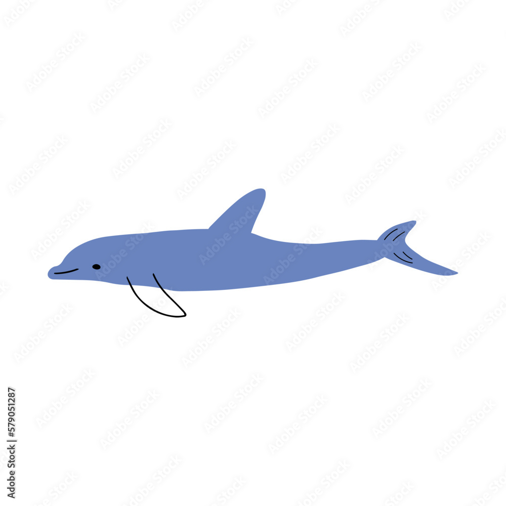 Nautical Dolphin. Sea Underwater animal. Vector illustration Nautical Dolphin. Sea Underwater animal. Vector illustration