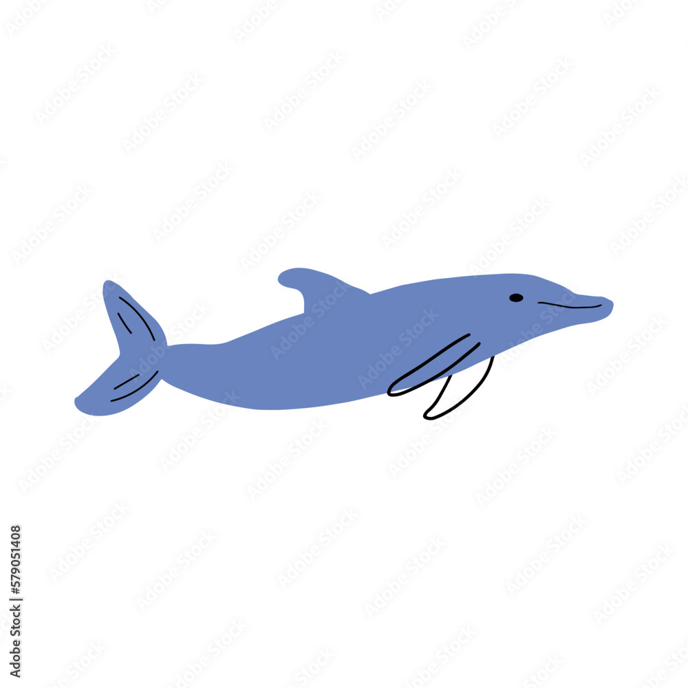 Nautical Dolphin. Sea Underwater animal. Vector illustration Nautical Dolphin. Sea Underwater animal. Vector illustration