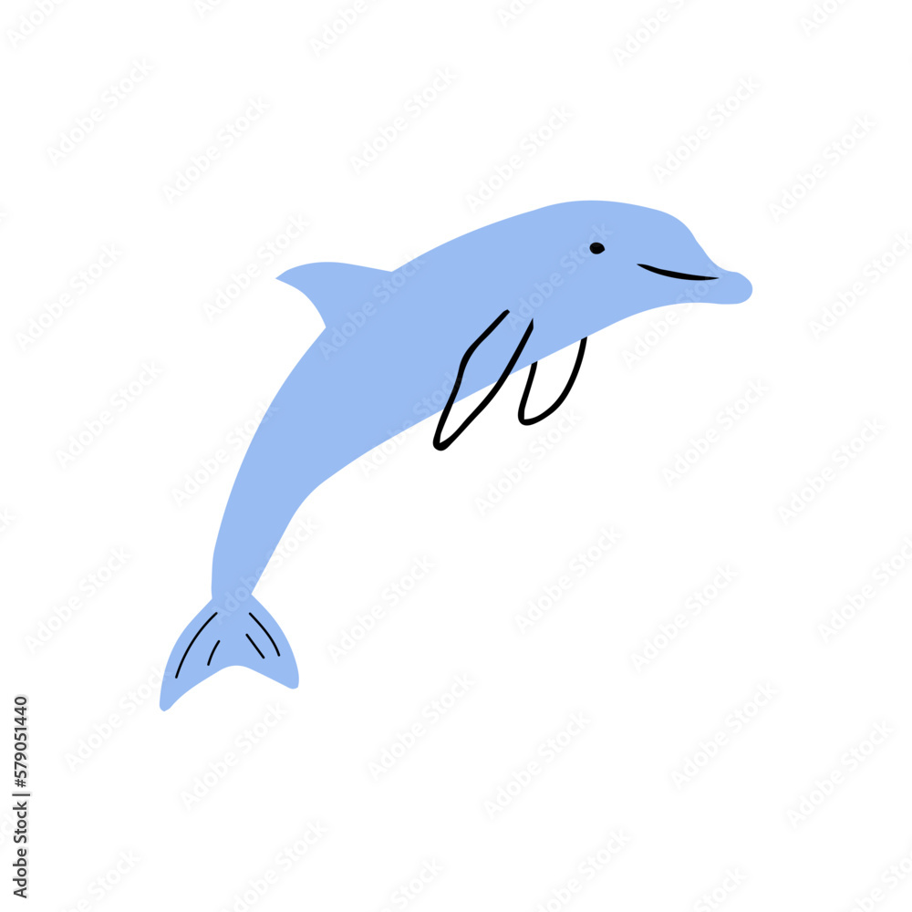 Nautical Dolphin. Sea Underwater animal. Vector illustration Nautical Dolphin. Sea Underwater animal. Vector illustration