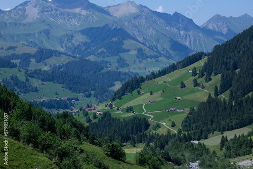 swiss mountains in the summer