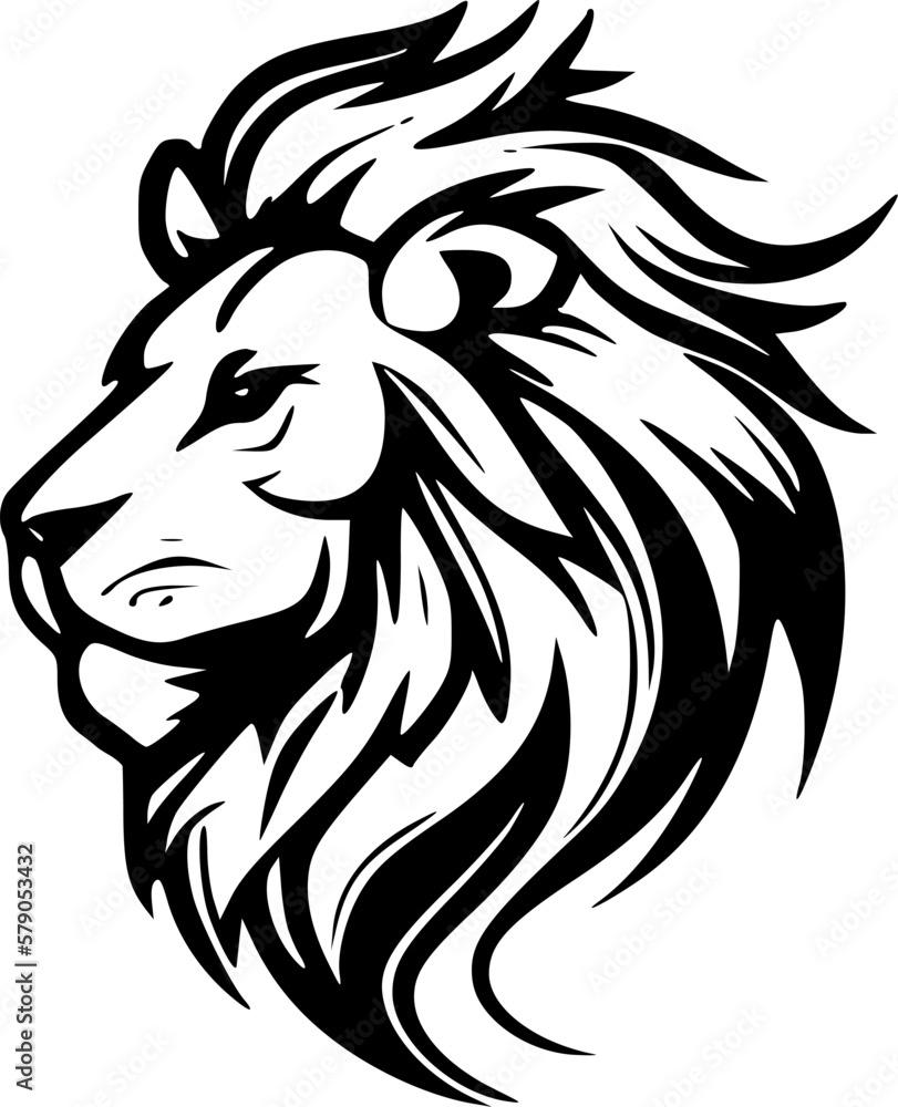 Lion Face | Black and White Vector illustration Lion Face | Black and White Vector illustration