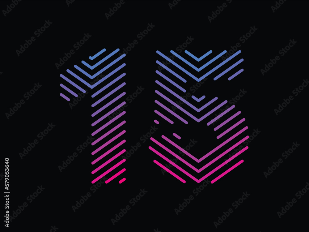 Digit 15 is written with colorful digital lines. Abstract digit 15 logo design template. Logo type vector design Digit 15 is written with colorful digital lines. Abstract digit 15 logo design template. Logo type vector design