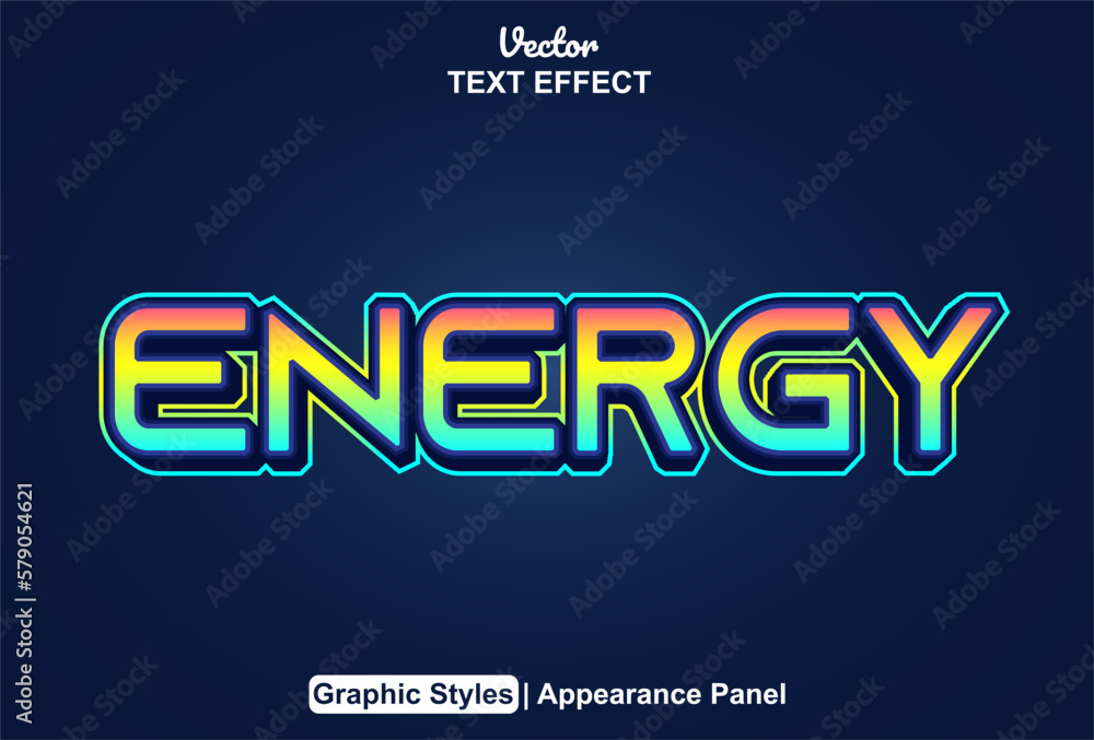 energy text effect with graphic style and editable. energy text effect with graphic style and editable.