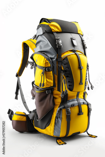 reliable and functional backpack for hiking adventure, stylish and lightweight trekking backpack. Made from durable materials and featuring plenty of pockets and compartments. AI generative